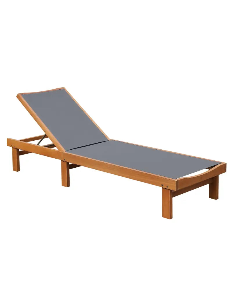 Adjustable Outdoor Wood Chaise Lounge Chair with 5-Postion Backrest-Gray - Gray - Outdoor Chaise Lounges