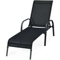 Adjustable Patio Chaise Folding Lounge Chair with Backrest-Black - Black - Outdoor Chaise Lounges