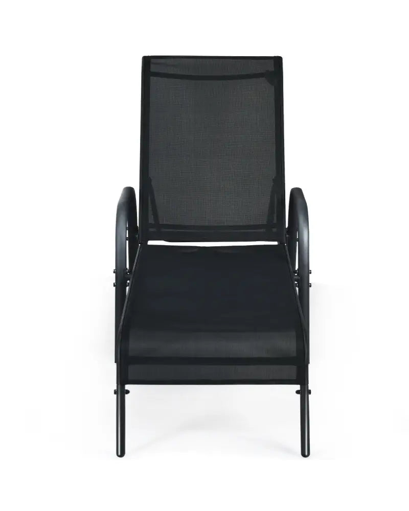 Adjustable Patio Chaise Folding Lounge Chair with Backrest-Black - Black - Outdoor Chaise Lounges