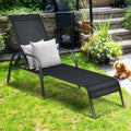 Adjustable Patio Chaise Folding Lounge Chair with Backrest-Black - Black - Outdoor Chaise Lounges