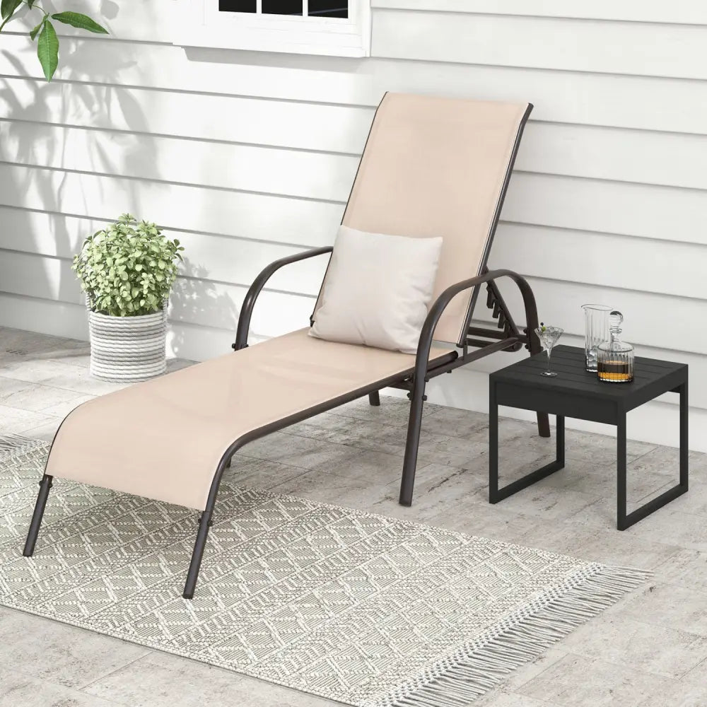 Adjustable Patio Chaise Folding Lounge Chair with Backrest-Brown - Brown - Outdoor Chaise Lounges