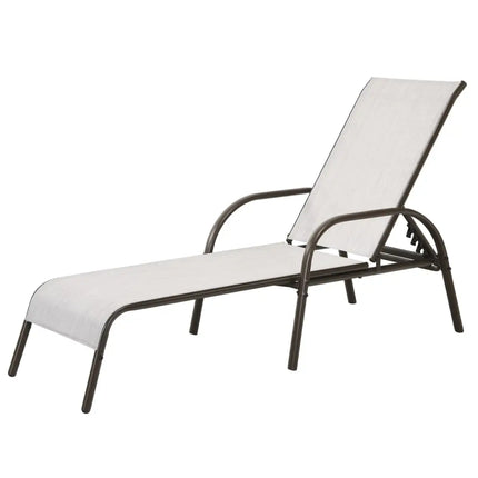 Adjustable Patio Chaise Folding Lounge Chair with Backrest-Gray - Gray - Outdoor Chaise Lounges