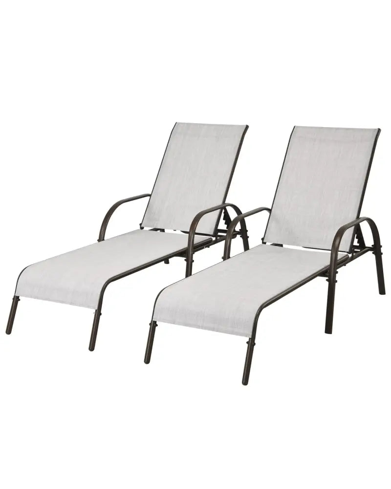 Adjustable Patio Chaise Folding Lounge Chair with Backrest-Gray - Gray - Outdoor Chaise Lounges
