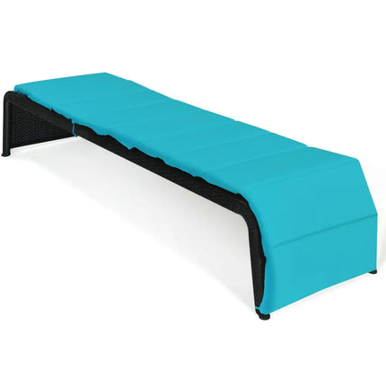 Adjustable Patio Rattan Lounge Chair with Cushions-Turquoise - Turquoise - Outdoor Chaise Lounges