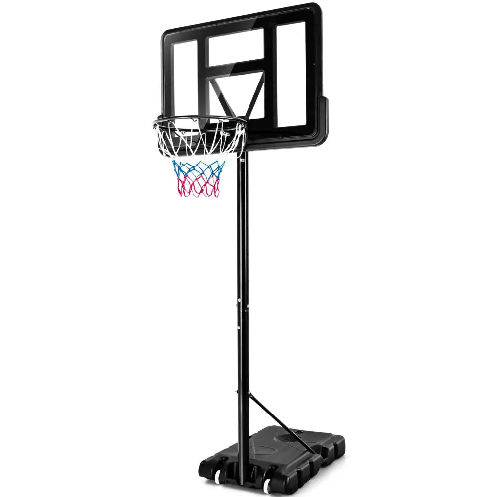 Adjustable Portable Basketball Hoop Stand with Shatterproof Backboard Wheels - Black - Sport Equipments