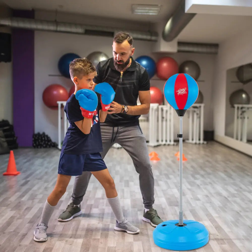 Adjustable Punching Bag with Stand and Boxing Gloves for Both Adults and Kids-Blue - Blue - Boxing & Martial Arts