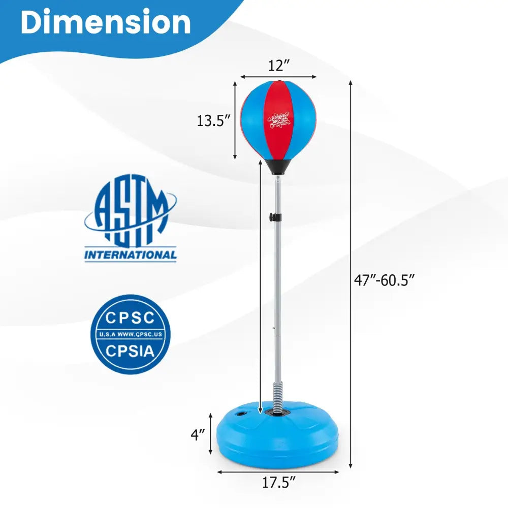 Adjustable Punching Bag with Stand and Boxing Gloves for Both Adults and Kids-Blue - Blue - Boxing & Martial Arts