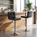 Adjustable Swivel Barstools Set of 2 with Back and Footrest-Black - Black - Bar Stools