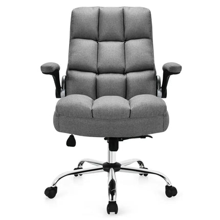 Adjustable Swivel Office Chair with High Back and Flip-up Arm for Home and Office-Gray - Gray - Leisure Chairs