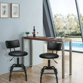 Adjustable Swivel Vintage PU Leather Bar Stool - Bar Stools