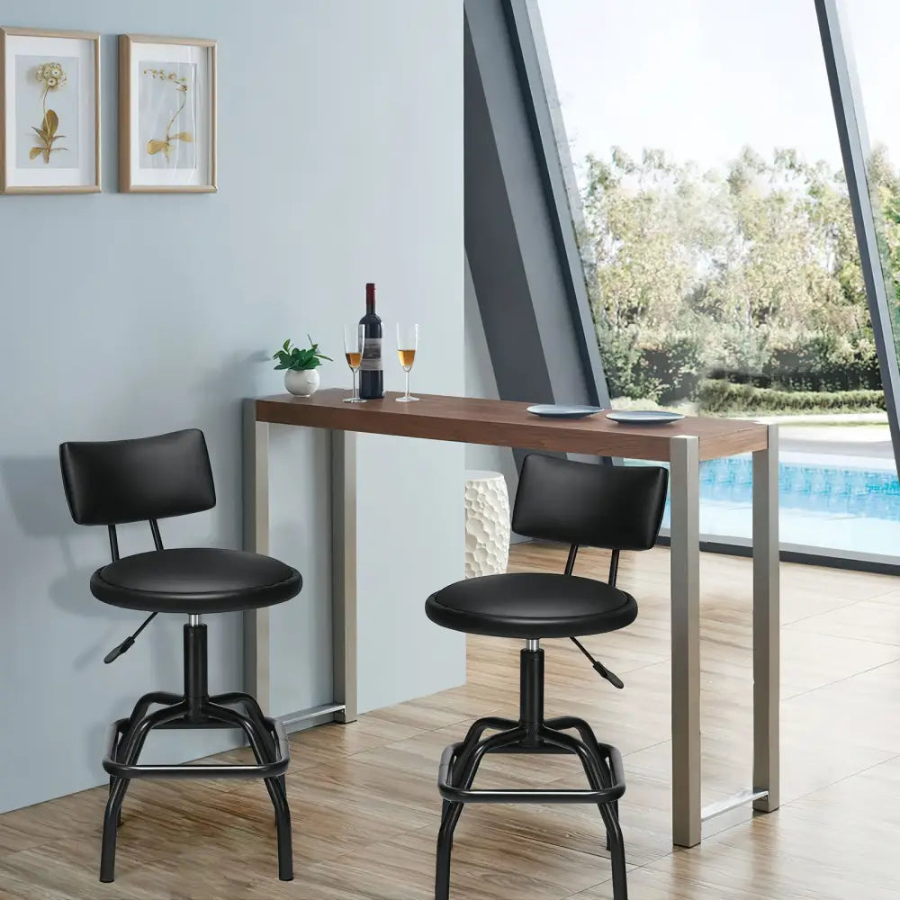 Adjustable Swivel Vintage PU Leather Bar Stool - Bar Stools