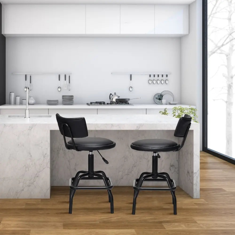 Adjustable Swivel Vintage PU Leather Bar Stool - Bar Stools
