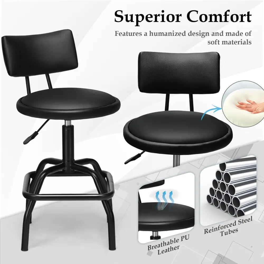 Adjustable Swivel Vintage PU Leather Bar Stool - Bar Stools