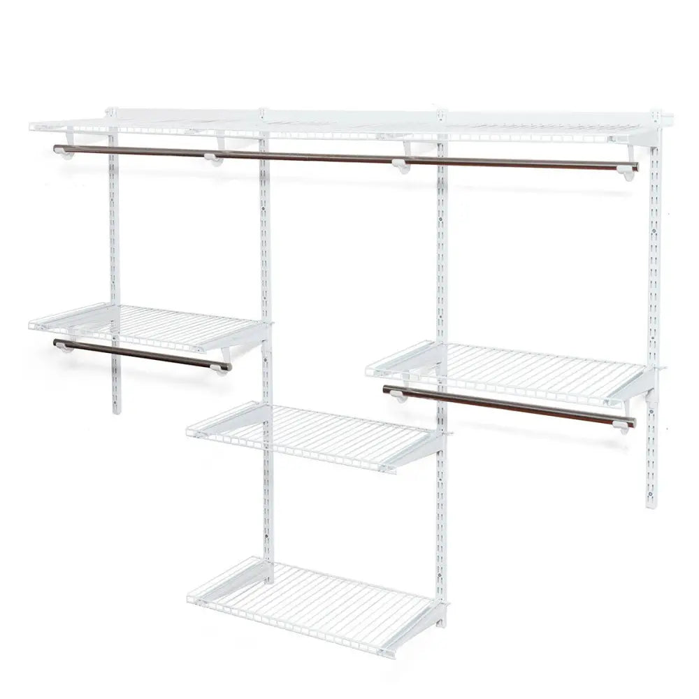Adjustable Wall Mounted Closet Rack System with Shelf - White - Clothing & Closet Storage