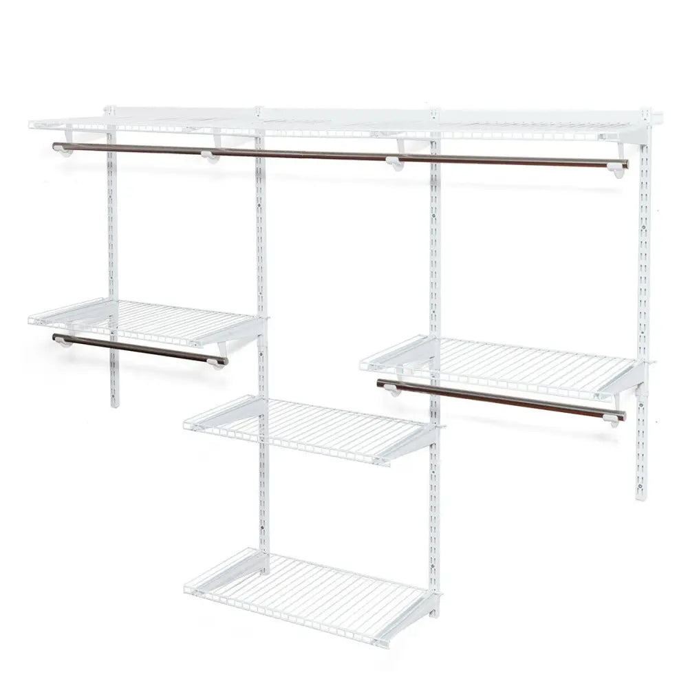 Adjustable Wall Mounted Closet Rack System with Shelf - White - Clothing & Closet Storage