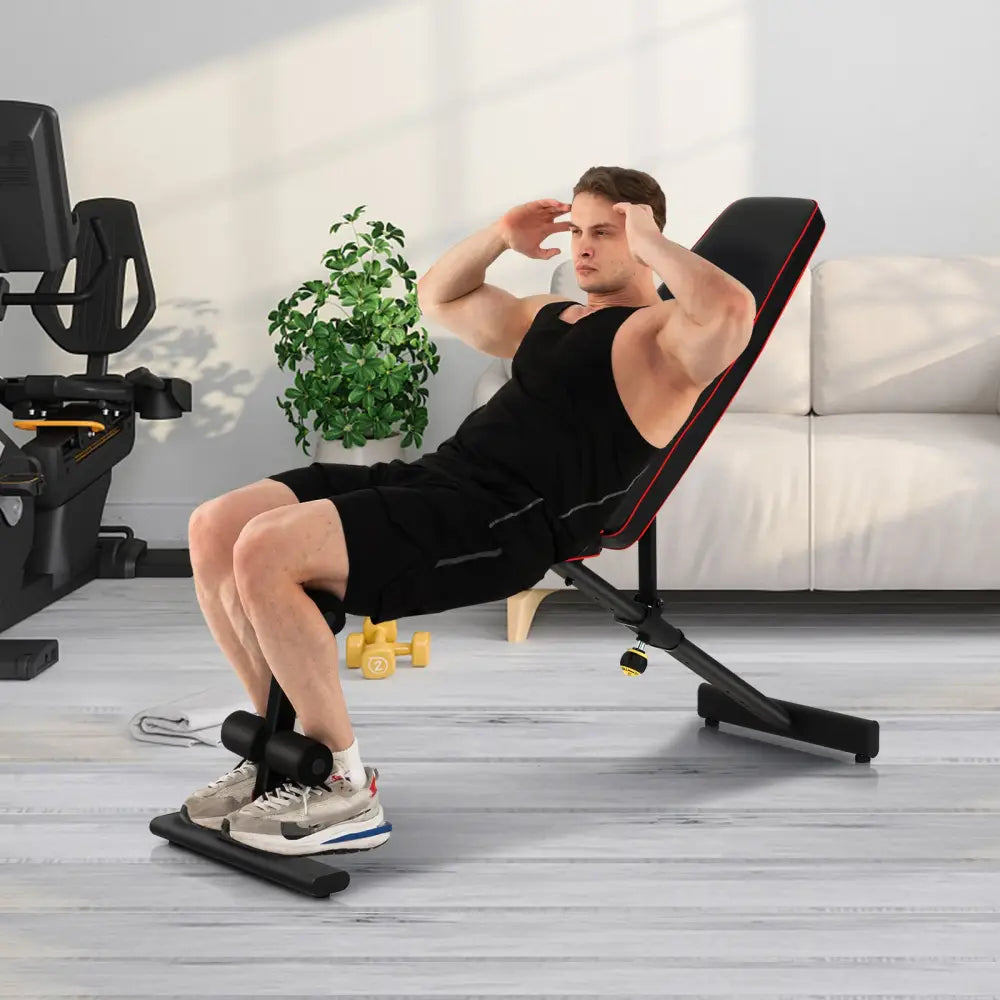 Adjustable Weight Bench Strength Training Bench for Full Body Workout - Black - Benches Racks & Bars