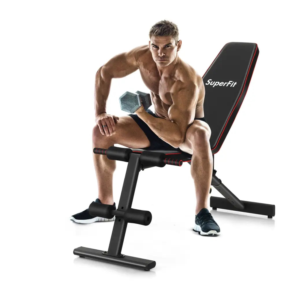 Adjustable Weight Bench Strength Training Bench for Full Body Workout - Black - Benches Racks & Bars