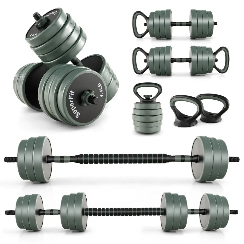 Adjustable Weight Dumbbell Set with Connector-Black & Gray - Black & Gray - Dumbbells