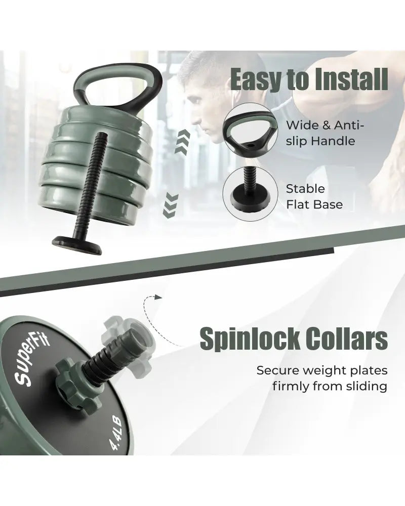 Adjustable Weight Dumbbell Set with Connector-Black & Gray - Black & Gray - Dumbbells