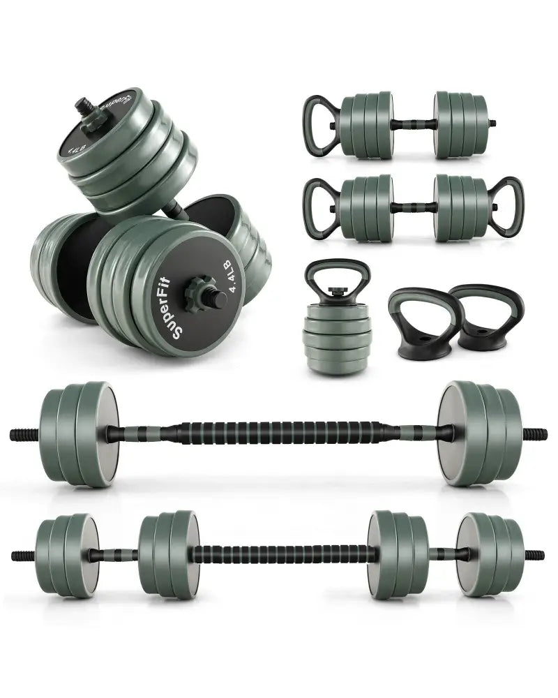 Adjustable Weight Dumbbell Set with Connector-Black & Gray - Black & Gray - Dumbbells