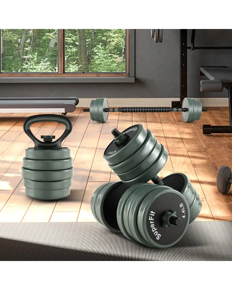 Adjustable Weight Dumbbell Set with Connector-Black & Gray - Black & Gray - Dumbbells
