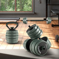 Adjustable Weight Dumbbell Set with Connector-Black & Gray - Black & Gray - Dumbbells