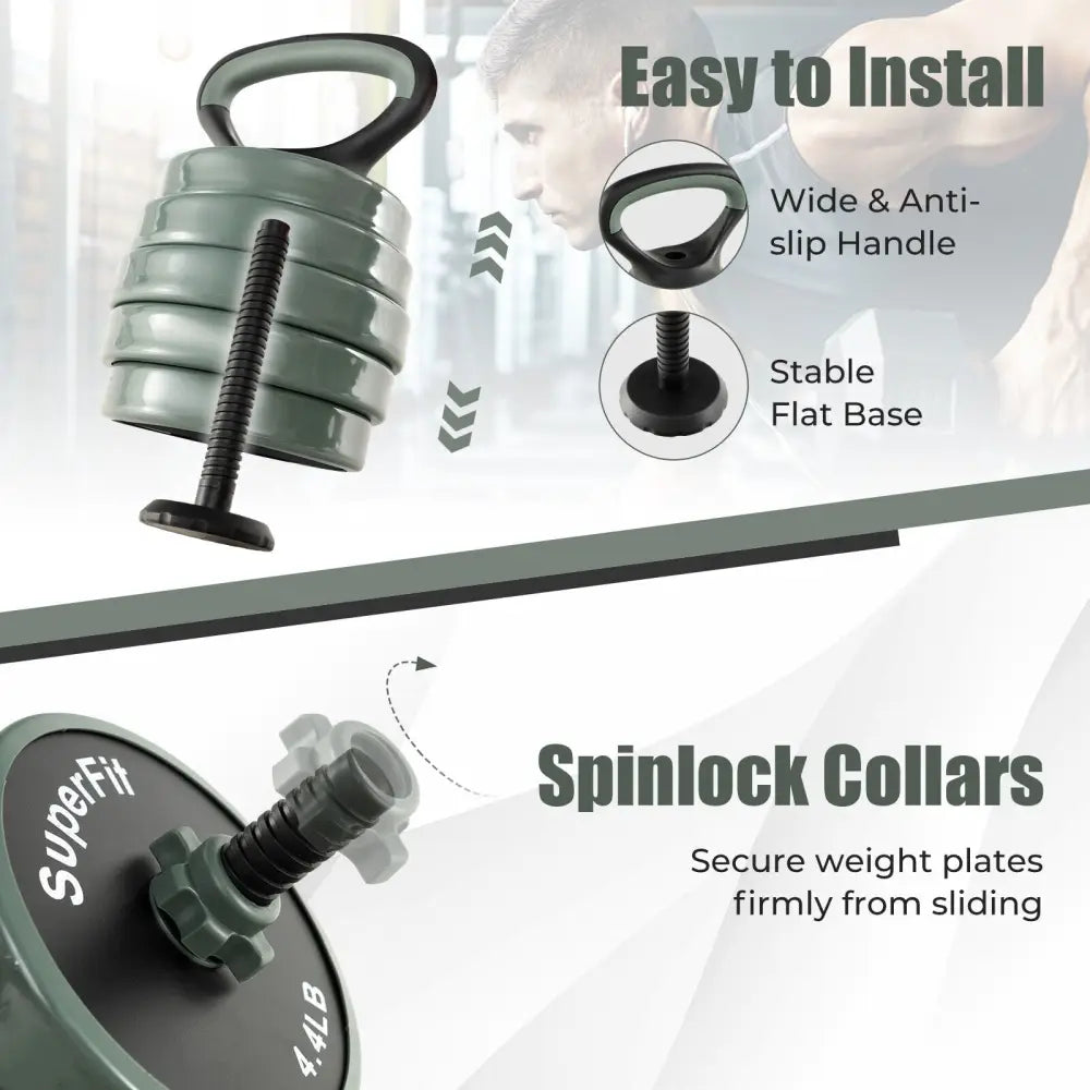 Adjustable Weight Dumbbell Set with Connector-Black & Gray - Black & Gray - Dumbbells