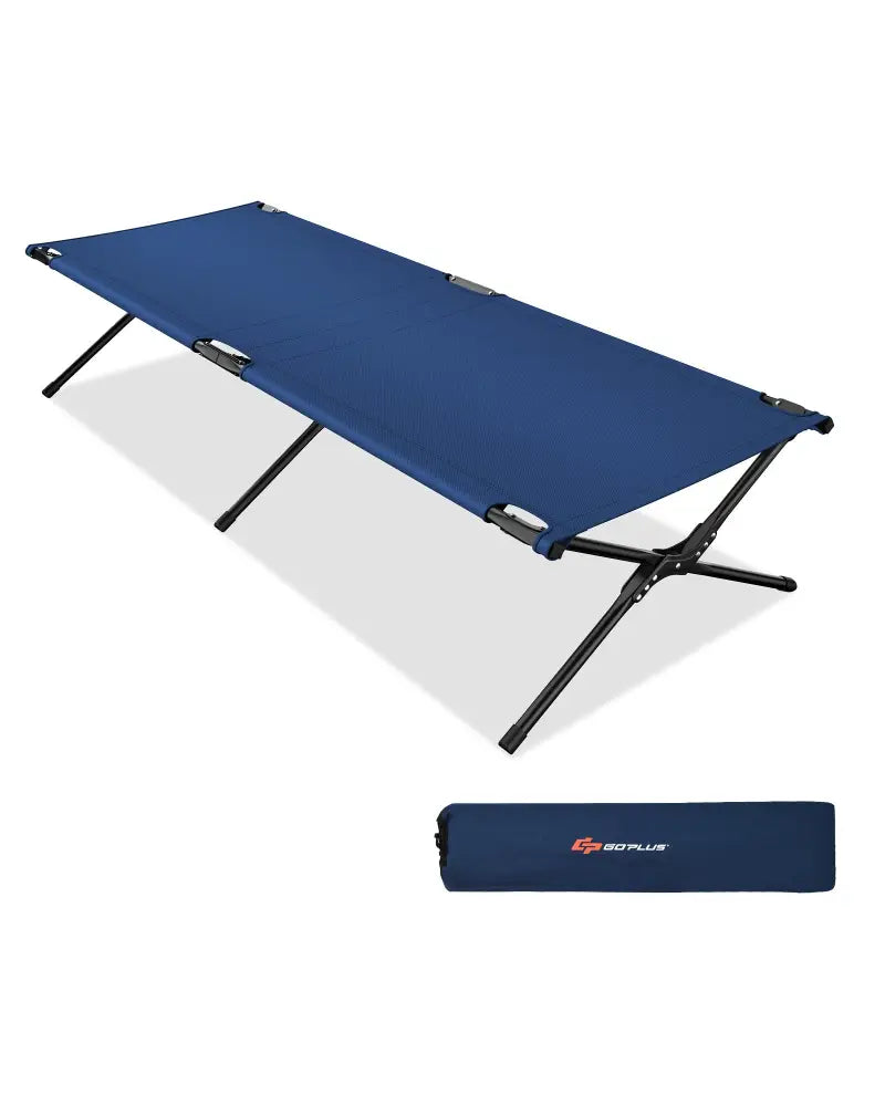 Adults Kids Folding Camping Cot-Blue - Blue - Camping Furniture