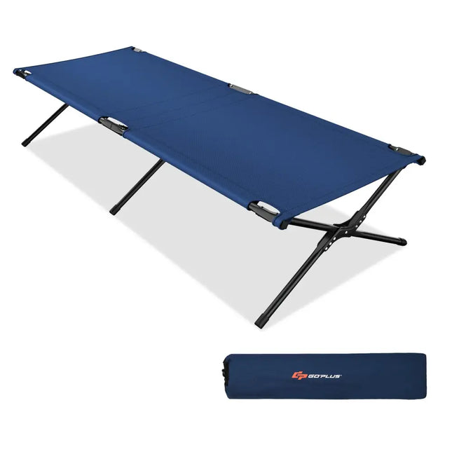 Adults Kids Folding Camping Cot-Blue - Blue - Camping Furniture