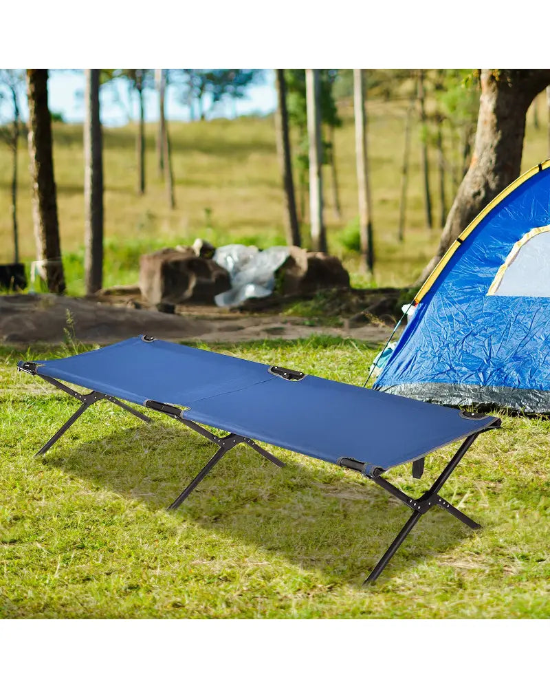 Adults Kids Folding Camping Cot-Blue - Blue - Camping Furniture