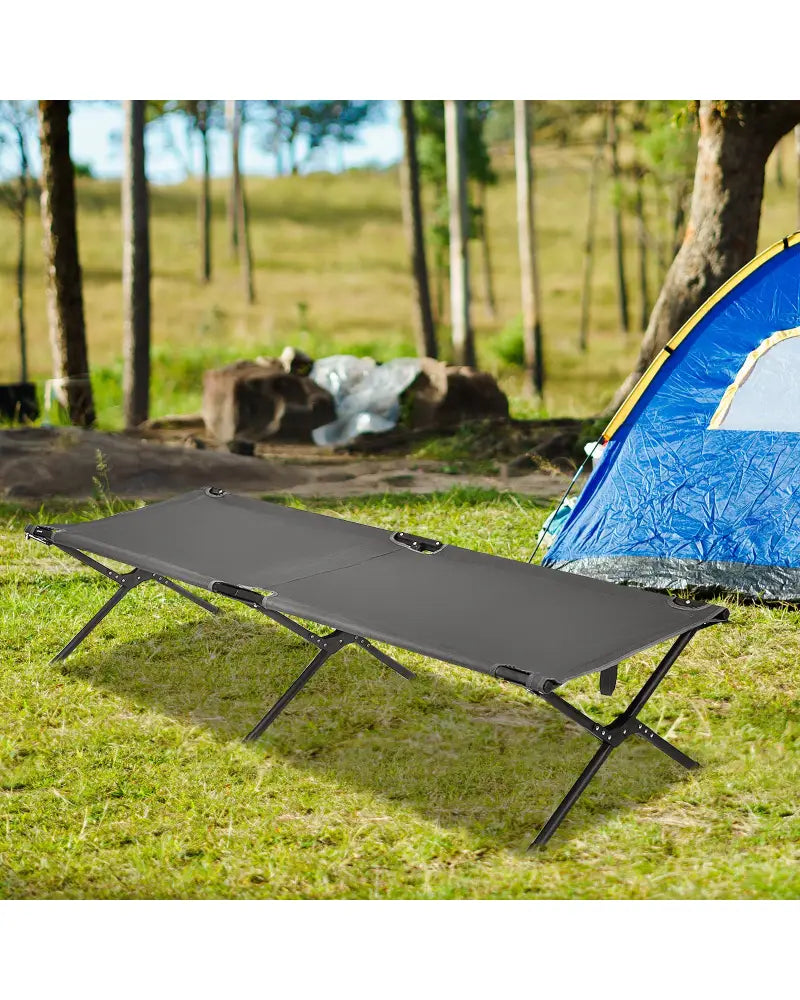 Adults Kids Folding Camping Cot-Gray - Gray - Camping Furniture