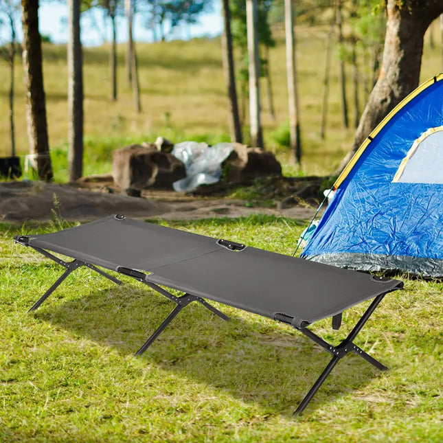 Adults Kids Folding Camping Cot-Gray - Gray - Camping Furniture