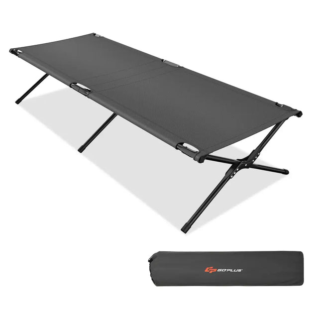 Adults Kids Folding Camping Cot-Gray - Gray - Camping Furniture