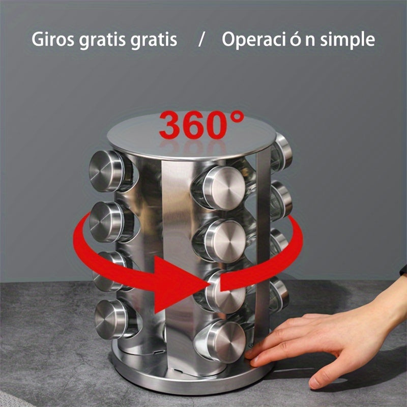 Metallic 360-degree rotation device with a hand interacting with it, on a gray background.