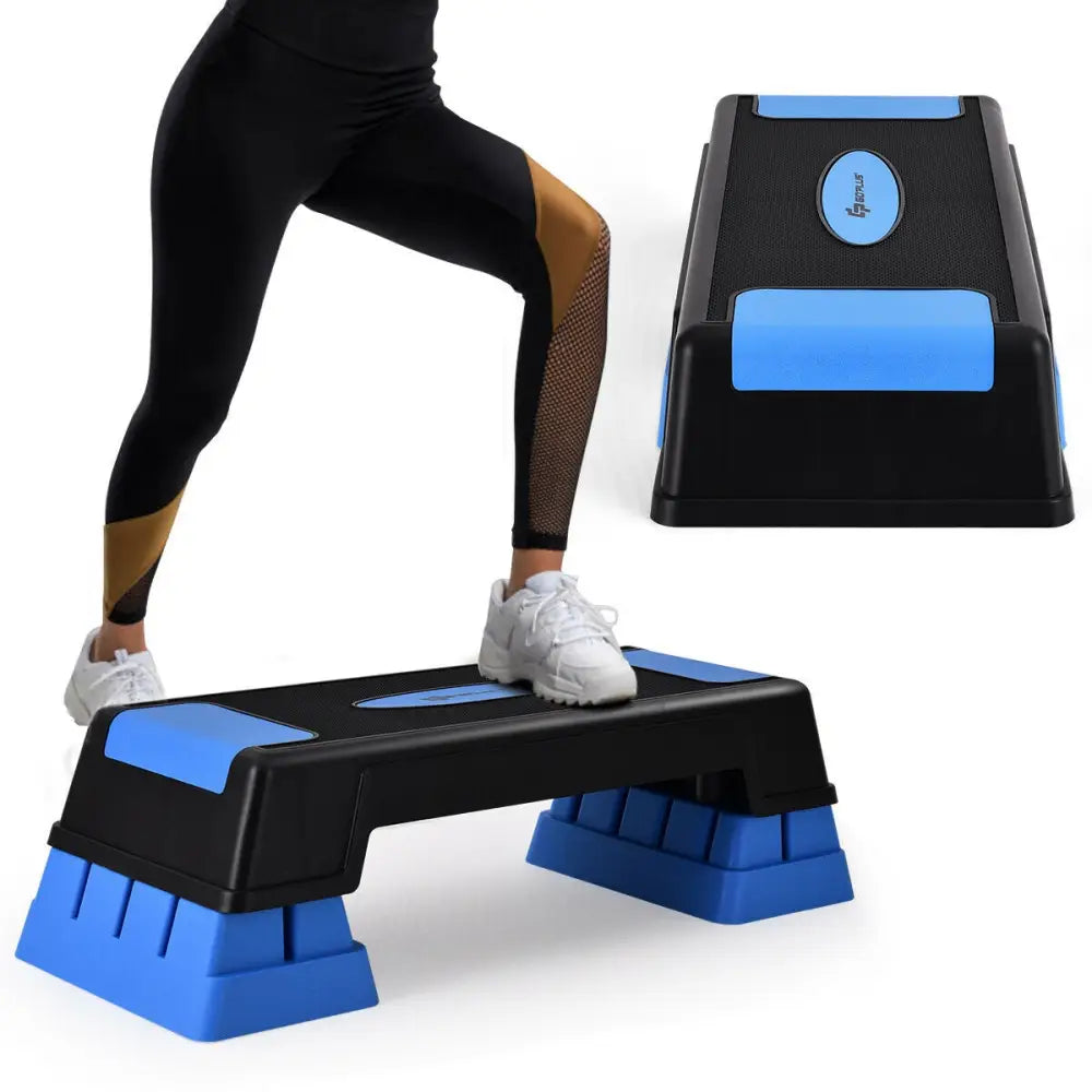 Aerobic Exercise Stepper Trainer with Adjustable Height-Blue - Blue - Sport Equipments