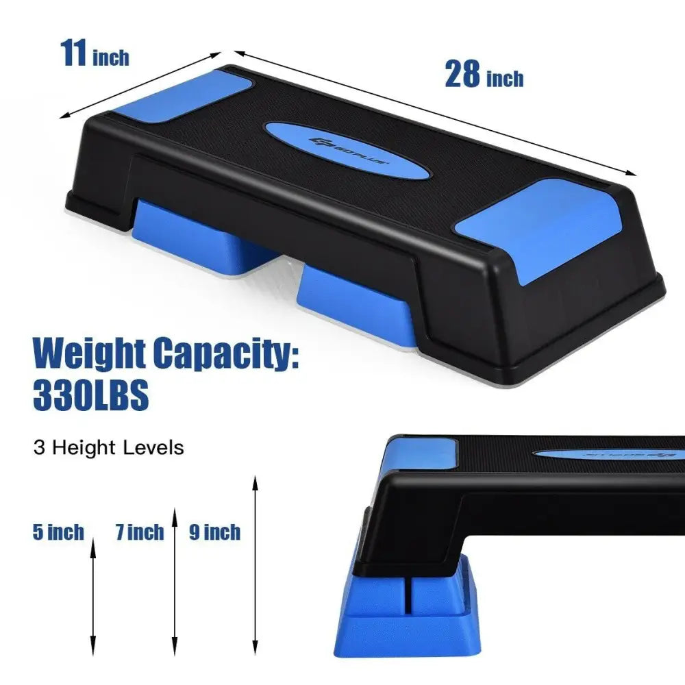 Aerobic Exercise Stepper Trainer with Adjustable Height-Blue - Blue - Sport Equipments