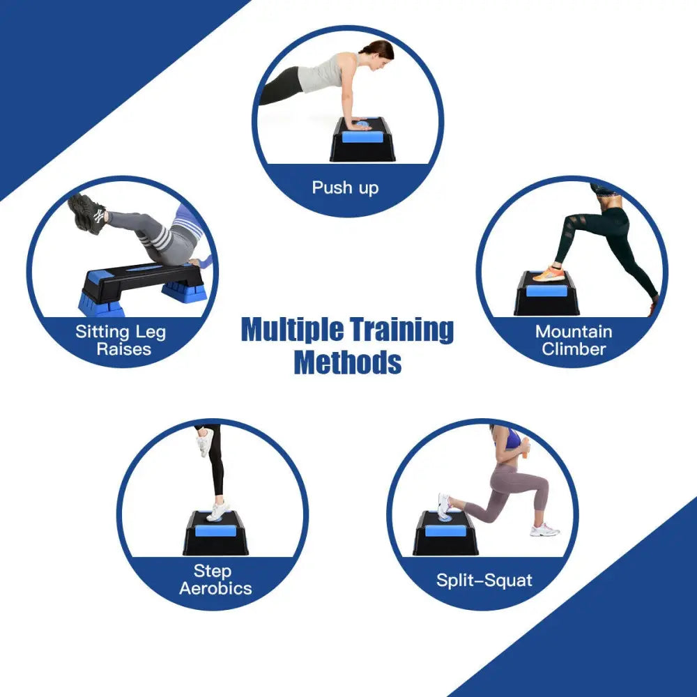 Aerobic Exercise Stepper Trainer with Adjustable Height-Blue - Blue - Sport Equipments