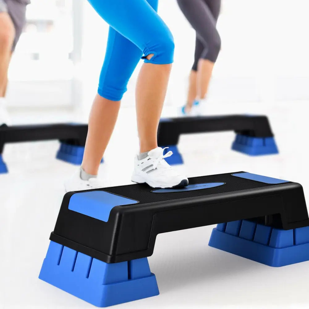 Aerobic Exercise Stepper Trainer with Adjustable Height-Blue - Blue - Sport Equipments