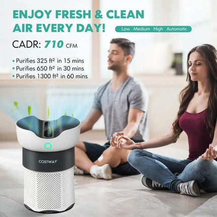 Air Purifier with Sleep Mode for Home Office up to 1300 Sq Ft-White Costway