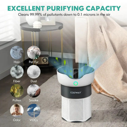 Air Purifier with Sleep Mode for Home Office up to 1300 Sq Ft-White Costway