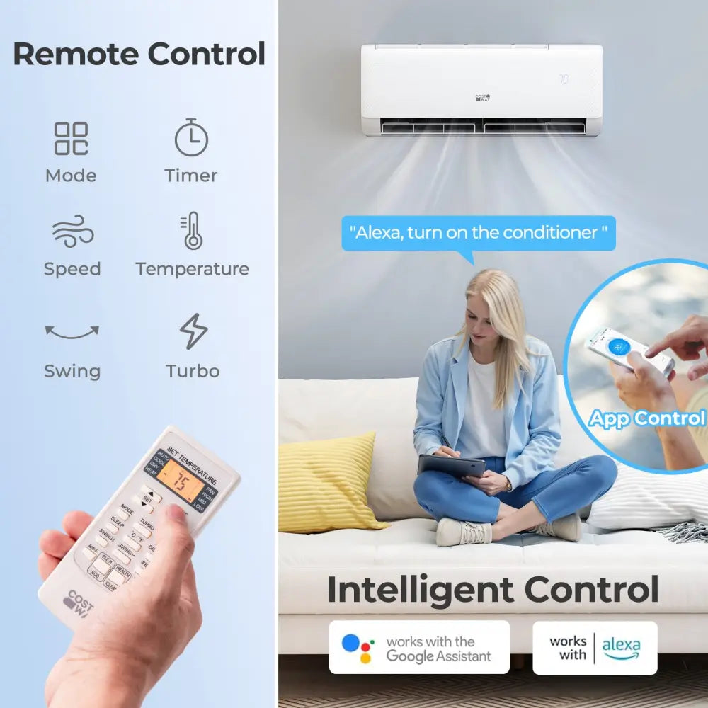 Airtural Series 12000 BTU 115V 22 SEER2 WiFi Enabled Mini Split Heat Pump - White - 12000 BTU Mini Split