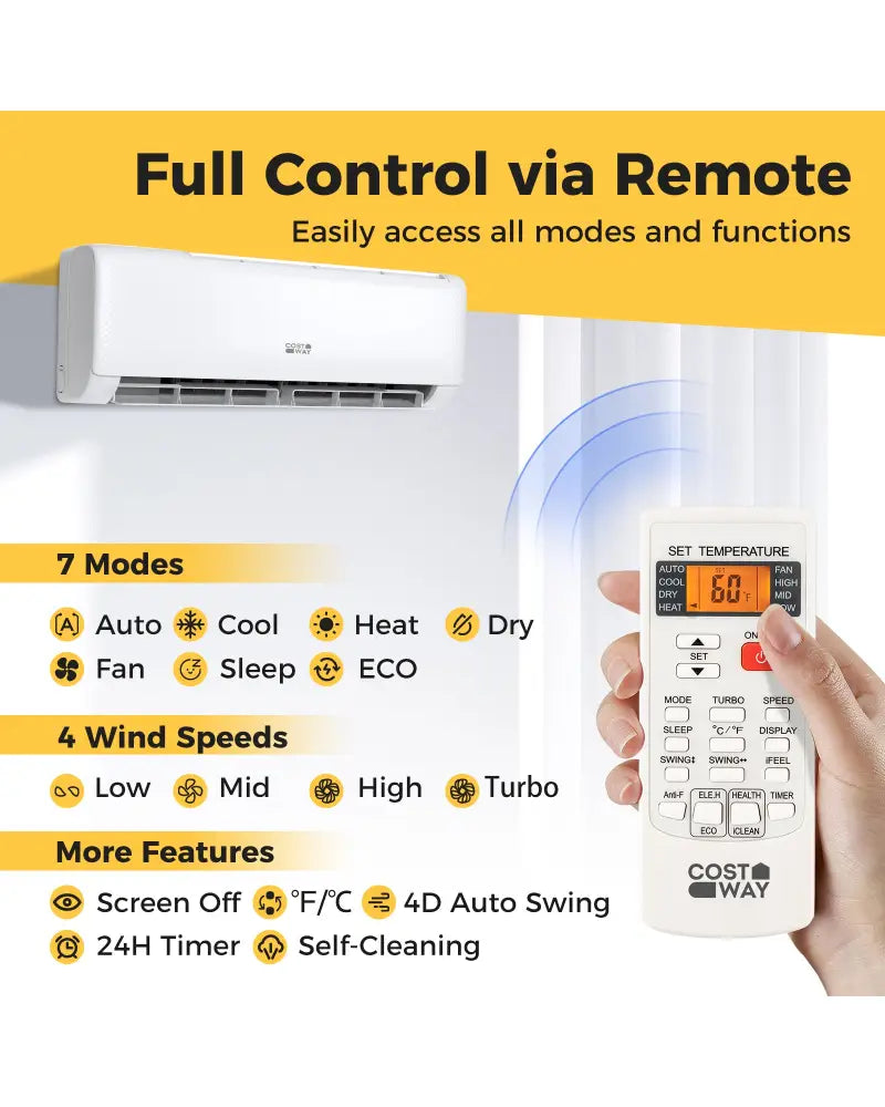 Airtural Series 12000 BTU 21 SEER2 208-230V Ductless Mini Split Air Conditioner with Heater Pump Energy Star Certified