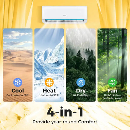 Airtural Series 18000 BTU 21 SEER2 Ductless Mini Split Air Conditioner and Heater 208-230V Energy Star Certified Costway