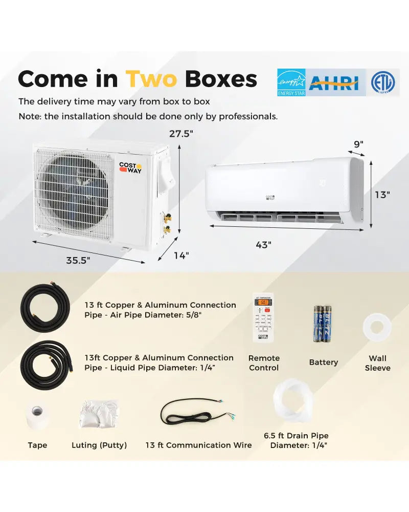 Airtural Series 24000 BTU 21 SEER2 Mini Split Heat Pump Energy Star Certified WiFi Enabled - White - 24000 BTU Mini