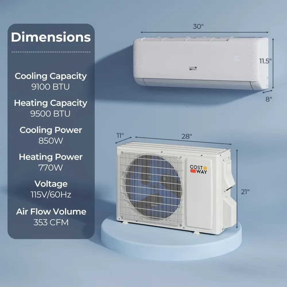 Airtural Series 9100 BTU 20.5 SEER2 WiFi Enabled Mini Split AC 115V Compatible with Alexa - White - 9000 BTU Mini Split