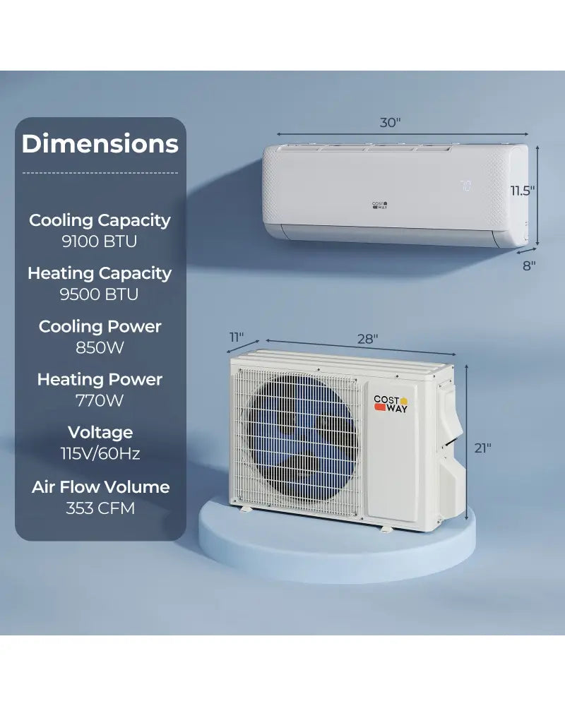 Airtural Series 9100 BTU 20.5 SEER2 WiFi Enabled Mini Split AC 115V Compatible with Alexa - White - 9000 BTU Mini Split