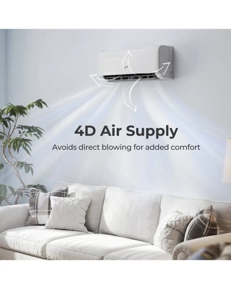 Airtural Series 9100 BTU 20.5 SEER2 WiFi Enabled Mini Split AC 115V Compatible with Alexa - White - 9000 BTU Mini Split