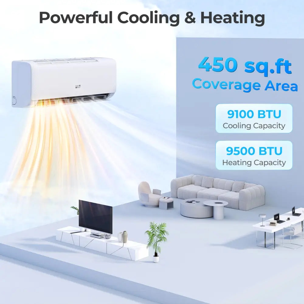 Airtural Series 9100 BTU 20.5 SEER2 WiFi Enabled Mini Split AC 115V Compatible with Alexa - White - 9000 BTU Mini Split