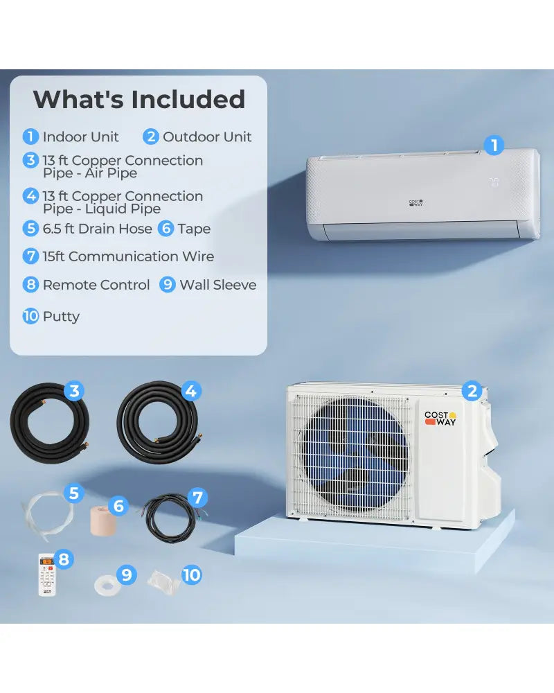Airtural Series 9100 BTU 20.5 SEER2 WiFi Enabled Mini Split AC 115V Compatible with Alexa - White - 9000 BTU Mini Split