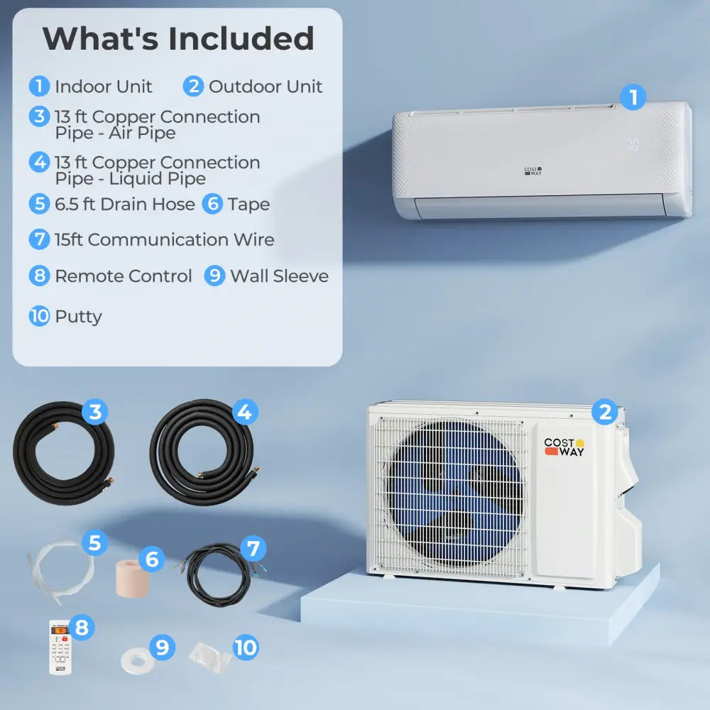 Airtural Series 9100 BTU 20.5 SEER2 WiFi Enabled Mini Split AC 115V Compatible with Alexa - White - 9000 BTU Mini Split